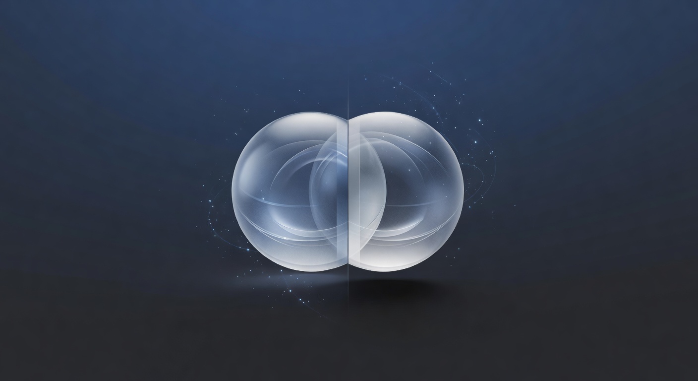 Abstract sleek glassmorphism spheres representing vision